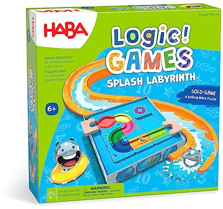 Haba Splash Labyrinth Waterpark Dexterity Maze Logic Game Kids Family Toy | concentration and problem solving skills fun solo or group challenge for kids aged 6 plus educational play