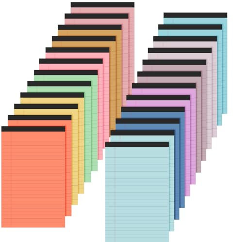 Lincia Kleine Notizblöcke, liniert, schmal, liniert, 50 Blatt pro Mikropapier, liniert, liniert, 12,7 x 20,3 cm, 24 Stück, 12 Stück