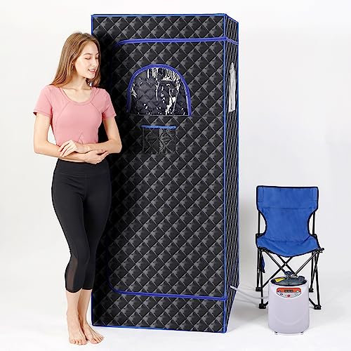Linego Sauna, box sauna portatile, sauna singola Personol per spa domestica, grande spazio tenda sauna corpo completo per casa con vapore 3L 1100 W, sedia, massaggiatore per piedi, telecomando incluso