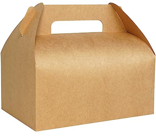 UnicoPak 30 Pack 22.5x15x15 cm Large Gift Boxes with Handle Food-grade Kraft Party Food Boxes Bakery Boxes Treat Boxes Lunch Boxes for Birthday Wedding Party Favours Picnic Business Christmas