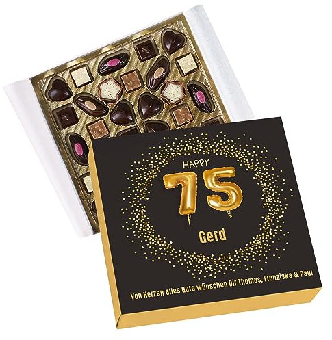 Herz & Heim® Lindt Pralinen, 155g, alkoholfrei, -Happy Birthday- verschiedene Motive mit Wunschtext 75