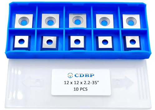 CDBP Cuchillas reversibles HW 12x12x2,2mm con 4 filos de corte y taladro avellanado para la fresadora de madera, 10 uds