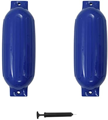 vidaXL 2x Bootsfender mit Pumpe Fender Langfender für Boot Prallschutz Rammschutz Bootschutz Stegfender Kugelfender Blau 69x21,5cm PVC