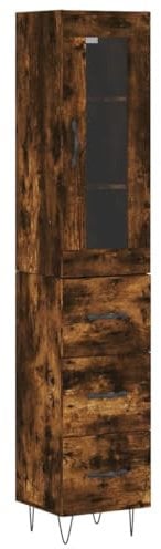 vidaXL Highboard, Sideboard mit viel Stauraum, Kommode Wohnzimmerschrank mit Tür Metallfüßen, Schrank Hochschrank Beistellschrank, Räuchereiche Holzwerkstoff