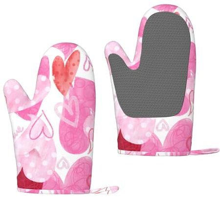 Pameencos Watercolor Love Ofenhandschuhe – Silikon-isolierte hitzebeständige Handschuhe, unverzichtbar zum Backen und Grillen