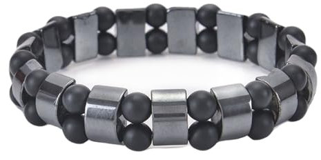 Homxi Frauen Männer Chakra Armband Naturstein,Beads Armband Herren 12MM Perlen mit Doppelter Schicht Naturstein Beads Armband Damen Schwarz