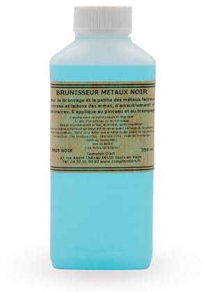 Comptoir d'Art - Brunisseur Métaux (0805) - Cuivre - Bronze - Laiton - Zinc - Nécessite Neutralisant (0804) pour application sur Métaux Ferreux (Noir, 250mL)