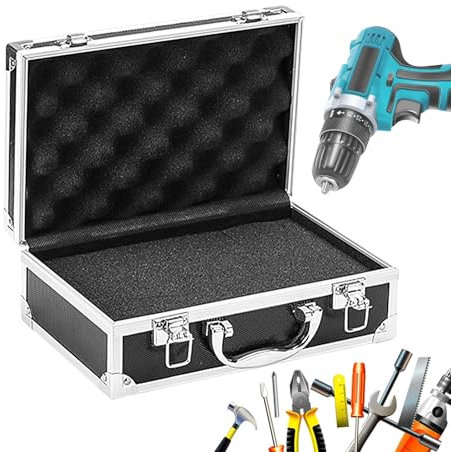 Maletin Herramientas Vacio Aluminio, Portátil Caja De Almacenamiento Con Organizador De Asa 25.5x16.5x9.5cm Esponja Incorporada Proporcionar Protección Adicional Almacenamiento Transporte Seguro
