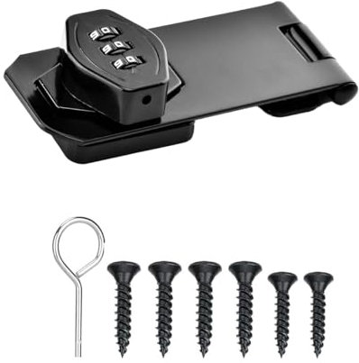 Ruayia Schrankschloss, 3-Stelliges Überfalle Schloss, Zahlenschloss, Sicherheitsüberfalle Abschließbar Schwarz, 4.0 Zoll Haspe Passwort für Kleine Türen Tor Schränke Scheunentür (1 Stück)