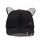 YUECIBAI Herren Kappe Hut Damen Mütze Katzen Ohren Katze Baseball Mütze Mit Ringen Spitze Süßes Mädchen Hut 54-62Cm Schwarz