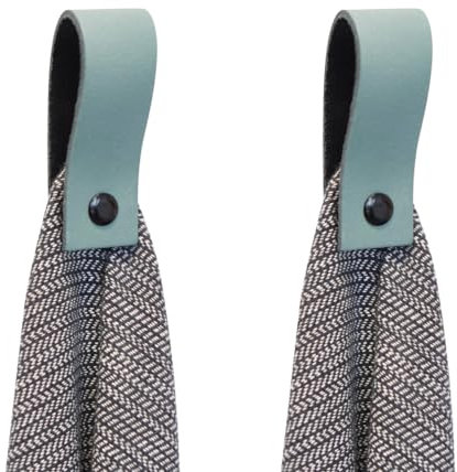 Handles and more - 2 x Handtuchhaken magnetisch - Blassgrün - 2,5 x 7,4 cm - inkl. Befestigungsmaterial - Handtuchhalter aus echtem Leder - Magnetschlaufe für Handtücher & Geschirrtücher - Wandhaken