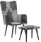 Kangmusi Sessel mit Hocker Grau Echtleder und Canvas, kangmusi339677