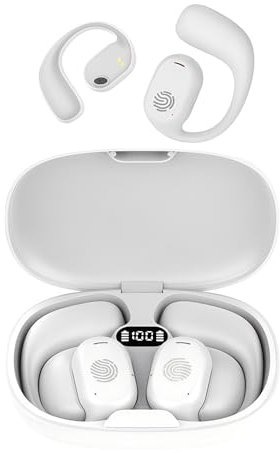 ZIHANMOHAN Cuffie Bluetooth ad orecchio aperto, Cuffie Bluetooth Sport, Auricolari Bluetooth 5.4, con Custodia di LED Ricarica (Bianco)