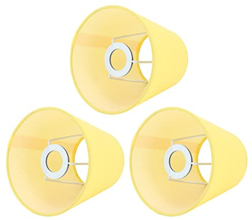 Lampenschirme 3er-Set, Lampenschirm Klein E14, Lampenschirms Aus Stoff,Lampenschirm Clip On für Hängelampe Tischlampe Stehlampe Ersatz Für Tischlampen Und Stehlampen(Gelb 9 * 13 * 14cm)