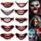 ENYACOS 10 Sheet Halloween Mouth, Wound Tattoos + 2 Sheets Skeleton Face Stickers, Fake Cut, Clown Tattoos, Halloween Makeup Kit for Adults