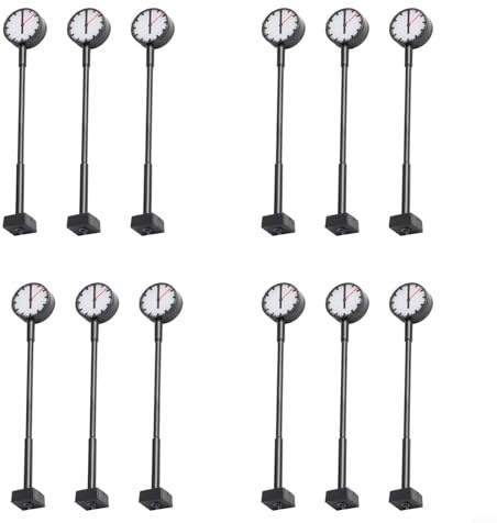 HOHOVYVY Modell Uhren Lampen,Plattform Uhr Lampe Modell Eisenbahn Licht Layout Modell Eisenbahn HO Maßstab 1:87(12pcs)