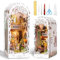 Book Nook Kit, DIY Miniatur Haus, Gartenhaus Miniatur with LED Light, 3D Puzzle Booknook, Bücherregal Deko, Miniatur Haus Selber Bauen, für Jugendliche und Erwachsene