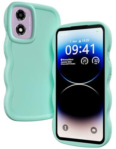 XINYEXIN Funda para Motorola Moto E14 / Moto G24 / Moto G04, Carcasa Marco de Ondas Forma Rizado Linda Silicona Líquida Antigolpes Bumper Case Cover - Verde