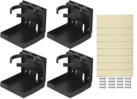4 Stück Verstellbarer Getränkehalter, Zusammenklappbarer Kfz-Getränkehalter, Faltbarer Getränkehalter, Faltbarer Getränkehalter für Wohnmobil, Auto, Schiff, Wandmontage, (Black)