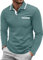 QIXING Men's Polo Shirts Long Sleeve Collared Golf Top Classic Cotton Polo with Pocket(Gray Teal, XL)