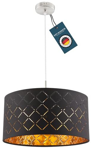 bmf-versand® moderne LED Hängelampe schwarz 140 cm - Hängeleuchte mit Textil Schirm - Pendelleuchte - Innenbeleuchtung für Wohnzimmer & Esstisch - Esszimmerlampe hängend - Designer Deckenleuchte