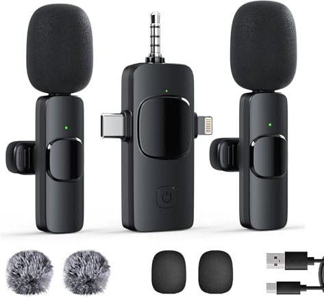 GKEAPZA Kabelloses Lavalier Mikrofon für Handy/iPhone/Computer, Wireless USB C Ansteckmikrofon für Videoaufnahmen, Vlog, TikTok, YouTube, Rauschunterdrückung, Plug-Play Clip on Microphone
