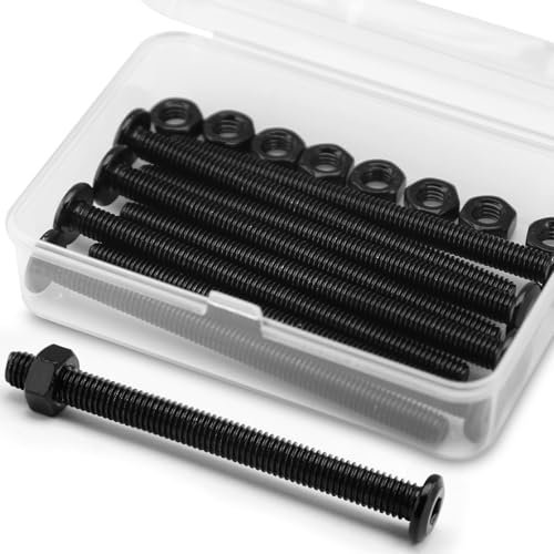8 Juegos M6 x 70mm Kit de Pernos y Tuercas de Cabeza Hueca Hexagonal Redonda Plana 304 Acero Inoxidable Óxido Negro, Tornillos Para Muebles