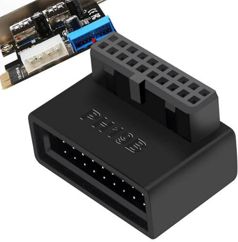 USB 3.0 Motherboard Adapter 90 Degrees - L-Shaped Male to Female Connector | High-Speed 19-Pin/20-Pin Front Panel Header | Internal Cable Extension for Desktop Motherboards | USB Adapter