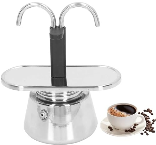 YIHAOSSING Stainless Steel Moka Pot,2 Cup Stovetop Double Spout Espresso Maker, Easy to operate, Making Coffee Quickly,100ML Moka Pot for Home Outdoor Camping