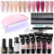 UR SUGAR Polygel Starter Set mit UV Lampe, 6 Farben Poly Gel Nägel Set Rosa Glitzer Nagelset Gelnägel Starterset, Nagelverlängerung Extension Kit mit Slip Solution Base Top Coat Acrylnägel Maniküre