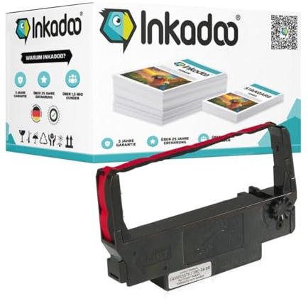 Inkadoo Farbband Kompatibel mit Epson C43S0 15374 / ERC-38-B enthält 10x Farbband