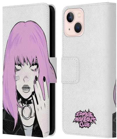 Head Case Designs sous Licence Officielle Zombie Makeout Club Cheveux Roses Graphismes Étui Portefeuille en Cuir Compatible avec Apple iPhone 13