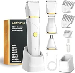 Damenrasierer für Damen, Bikinis-Rasierer für Bikinis, Beine, Schamhaar, elektrischer Rasierer für Damen, Keramikklingen, IPX7, waschbarer Kopf, Nass- und Trockenanwendung, Weiß