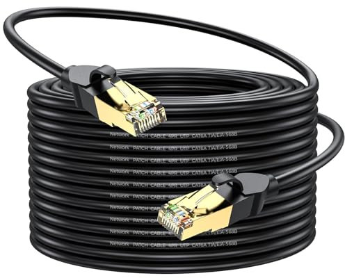 Ethernet Cable 60m, High Speed 1000mbps 550Mhz/s Cat6 Ethernet Cable, Black RJ45 Lan Cable, Network Cable are Suitable for Routers, Computers, Modem, Switch, Games, Patch Panel