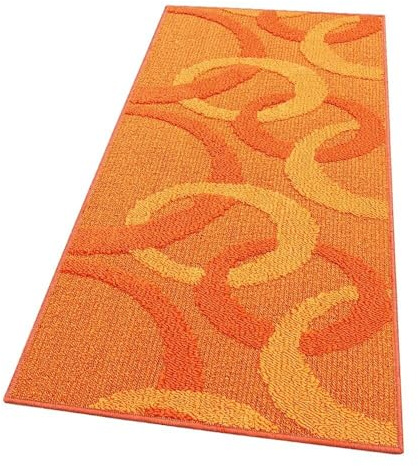 emmevi Tappeto Cucina Tridimensionale Cerchi 3D Assorbente Morbido Moderno Antiscivolo 50x100 Arancione
