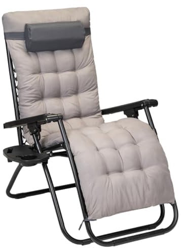 Hortan Poltrona Sdraio Reclinabile Con Cuscino Imbottito, Tavolino Portaoggetti, Seduta In Tessuto Textilene E Struttura Richiudibile in Acciaio Inossidabile, Per Interno, Terrazzo e Giardino