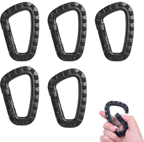 5 PCS Kunststoff Karabiner, Karabinerhaken, D-Form Karabinerhaken aus Kunststoff, Leichte für Outdoor-Aktivitäten, Schlüsselanhänger, Wasserflaschen und Mehr (Schwarz)