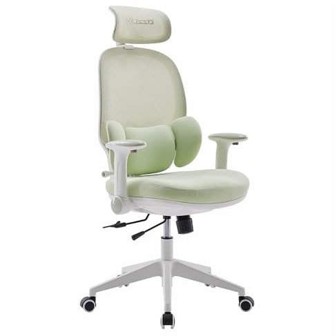 MUSSO T30 Schreibtischstuhl Kinder, Ergonomischer Drehstuhl 3D-Lendenstütze/Sitztiefe, 2D-Armlehnen/Kopfstütze/45°-Schwenk Höhenverstellbar, Netzbezug, Schule, Kinderzimmer&INNEN/AUßen, Grün