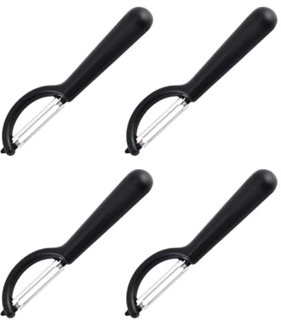 OUDQFCJ Set pelapatate a P con 4 lame di ricambio, pelapatate per verdure, universale, utilizzabile in lavastoviglie, pelapatate senza problemi, compatibile con Tupperware (nero)