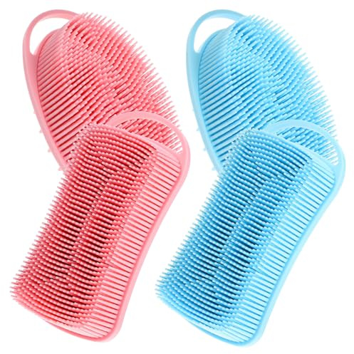 ORFOFE 4 Stück Teiliges Massage reinigungsbürsten Weichem Silikon Dusch schrubber mit Sanften Borsten Hautfreundlich mit Aufhängeloch für Körper Kopfhaut Haarpflege Geeignet Unisex