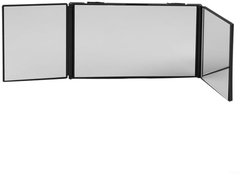 HomeVortex Klappspiegel mit 3 Paneelen, Schwarz | 360-Grad-Sicht, Für Haarschnitte, Rasur und Make-up, Tragbares Design, Für tägliche Pflege