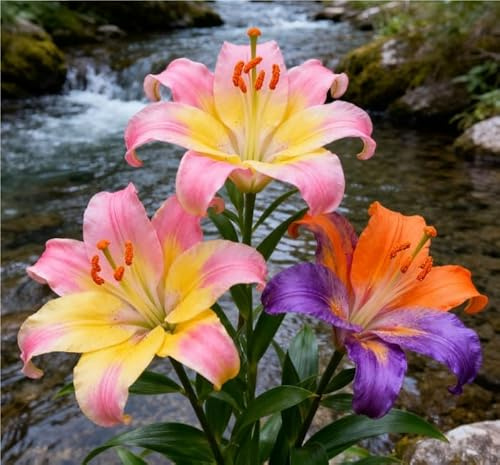 Lilium-Rhizom Mischung – Lilien - üPpig GrüNe BläTter, Pflegeleicht, Perfekt FüR Haus Und Garten-6 Rhizom-G