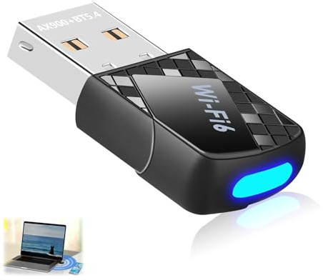 WLAN Stick WiFi 6 USB Adapter Dual Band 5GHz/2.4GHz AX900, Bluetooth 5.4 Dongle für PC Desktop Laptop, Plug & Play Netzwerkempfänger Kompatibel mit Windows 11/10