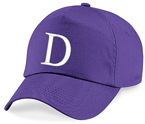 4sold Cappelli da ragazza taglia regolabile, alfabeto A-Z ricamato vintage berretto in cotone scuola snapback camionista cotone estate sole viola, D, Taglia Unica