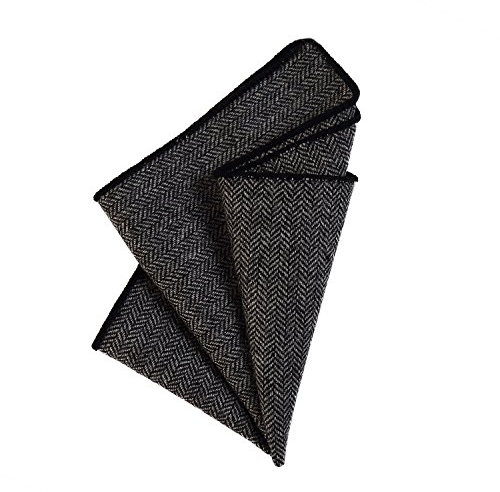 DonDon Herren Einstecktuch Taschentuch 23 x 23 cm Baumwolle Tweed Look schwarz-grau kariert