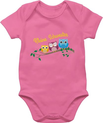 Shirtracer Baby Body Junge Mädchen - Geschwister Bruder und - kleine Schwester Eulen - 1/3 Monate - Pink - little sister babysachen jungen outfit geschwister! eule babybody geschenkideen babybodys
