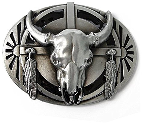 LKMY Mens Belt Buckle, 3D Bull Head Belt Buckle,Western Cowboy Scrol For Mens Womens