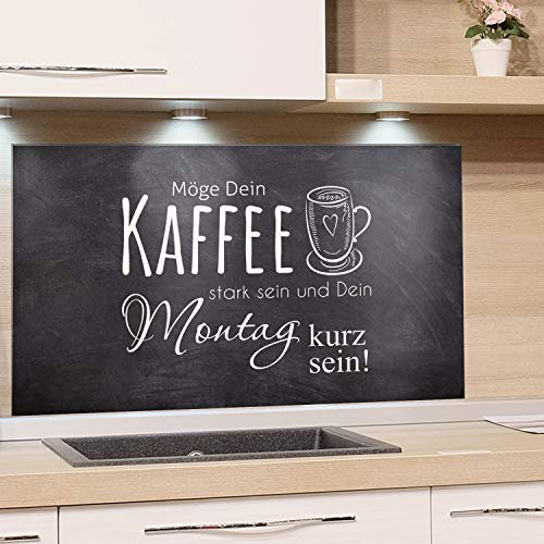 GRAZDesign Küchenrückwand Glas Grau, Glasrückwand Küche Bar, Rückwand Küche Kaffee, Küchen Spritzschutz Herd Küchenspruch / 100x50cm