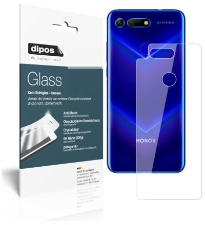 dipos 2x Displayschutzfolie 9H klar für Honor V20 Rückseite | Bricht und splittert nicht, kein Echtglas, Anti-Shock, passt perfekt, kratzfest, blasenfrei, hüllenfreundlich, selbstklebend