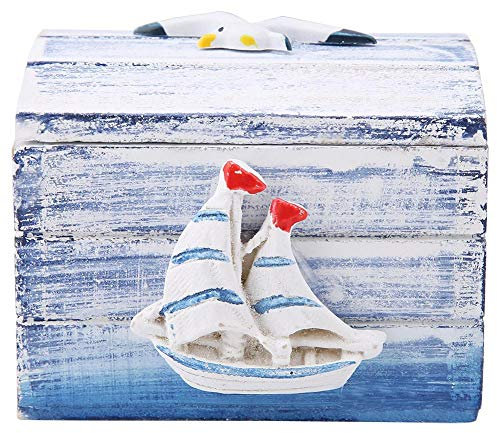 Marhynchus Mediterranen Stil Holz Schmuckschatulle Organizer Lagerung Süßigkeiten, dekorative Schatztruhe, kleine tragbare Fall (Schleier)